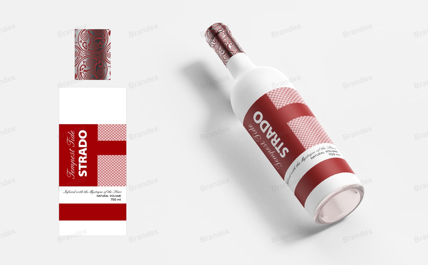 Red Geometric Pattern Wine Bottle Packaging