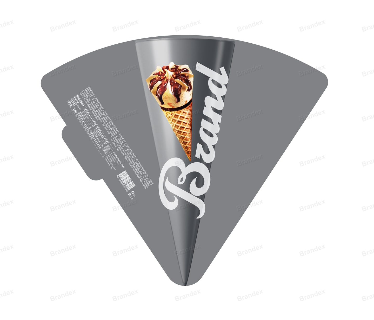 Gourmet Ice Cream Cone Packaging Wrap Metallic Chocolate Drizzle
