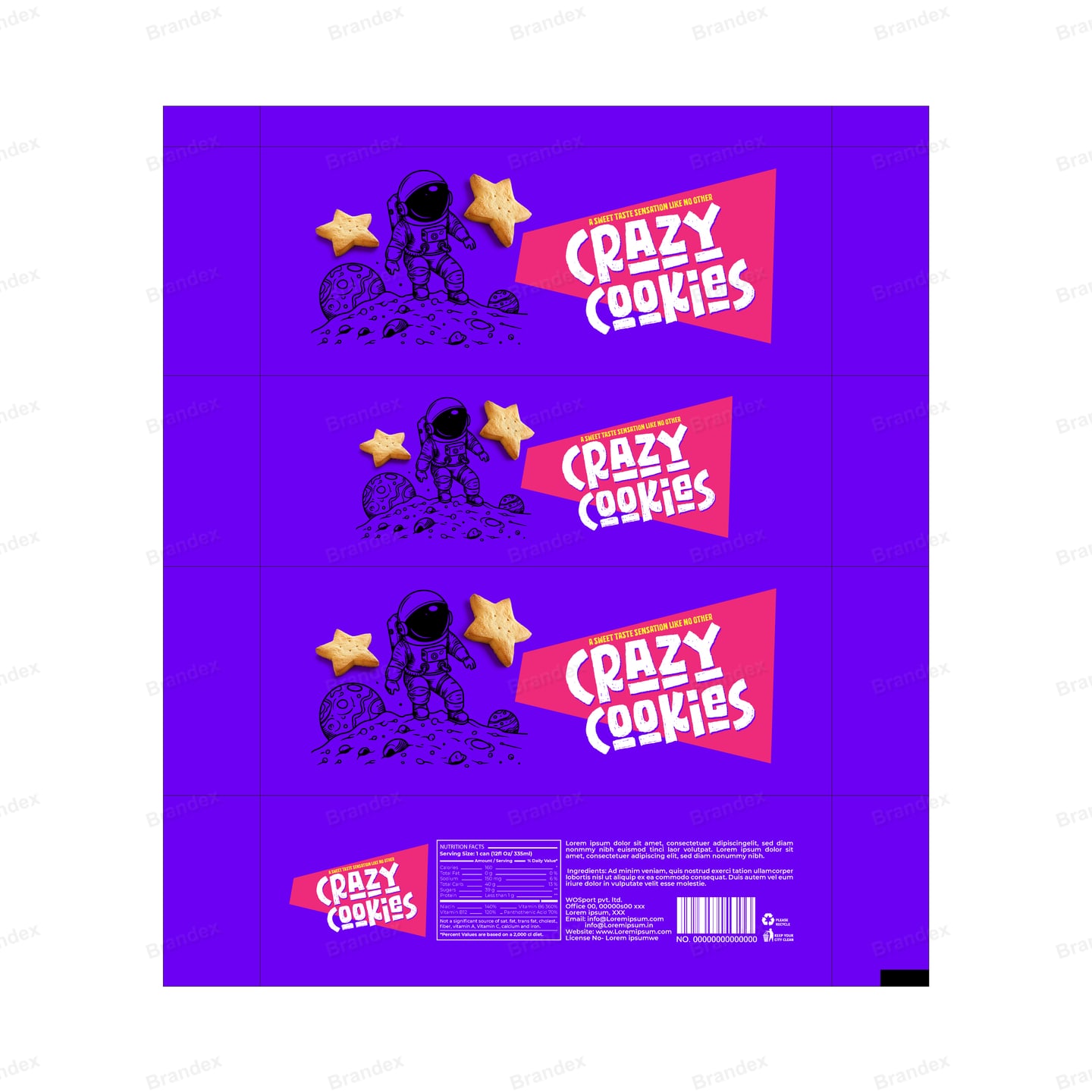 Purple Astronaut Cookie Packaging Box with Star Shapes