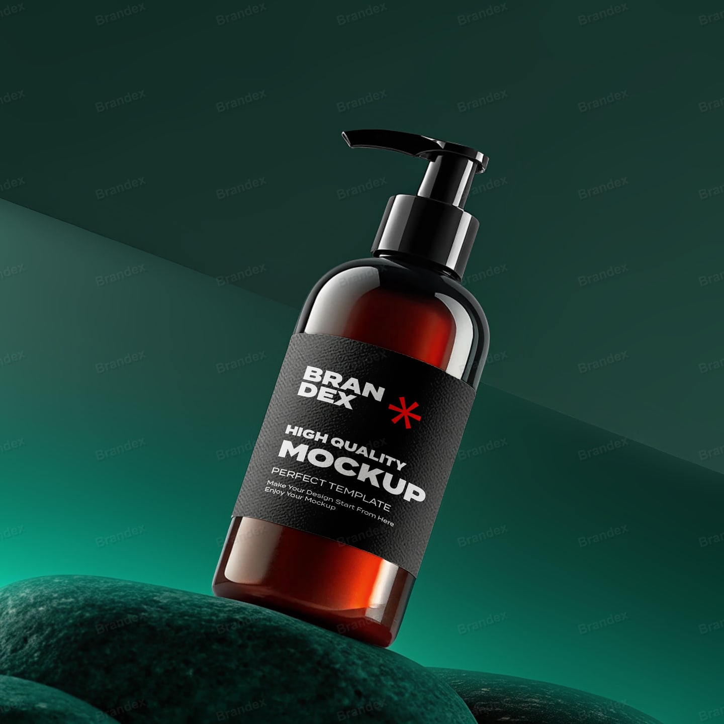 Sleek Amber Pump Bottle Branding Mockup for Product Presentation