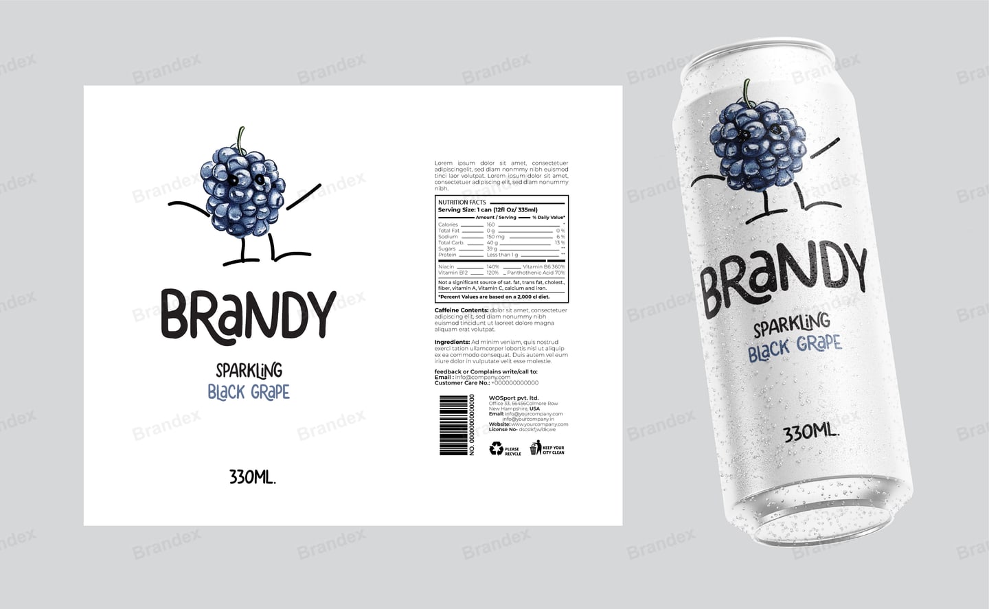 Playful Cartoon Black Grape Soda Can Packaging