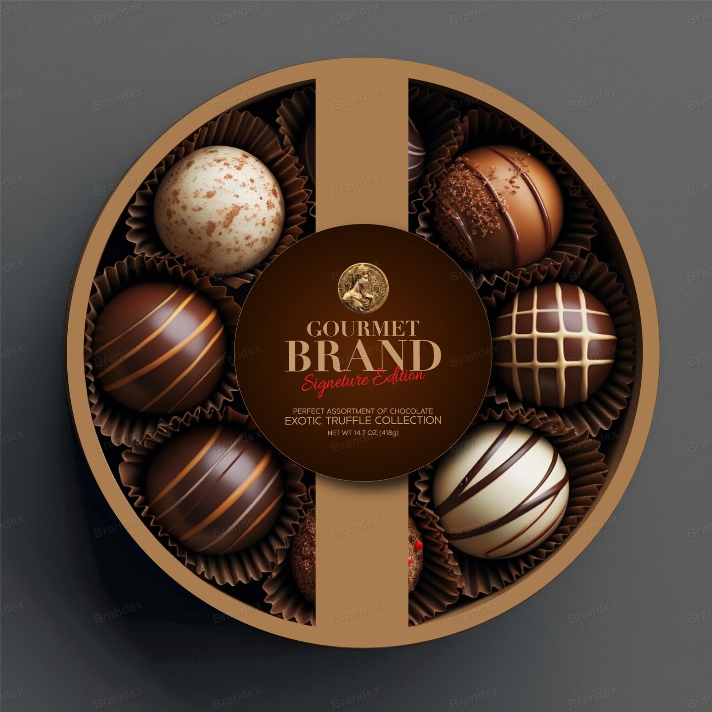 Round Truffle Box Packaging Elegant Gourmet Chocolate Confection