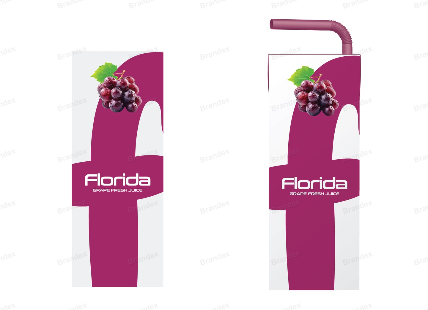 Purple Grape Juice Box Packaging with Fruit Graphic Illustration
