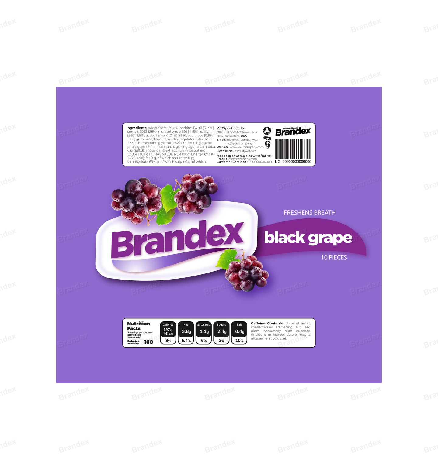 Brandex Black Grape Candy Packaging Box - Freshens Breath 10 Pieces