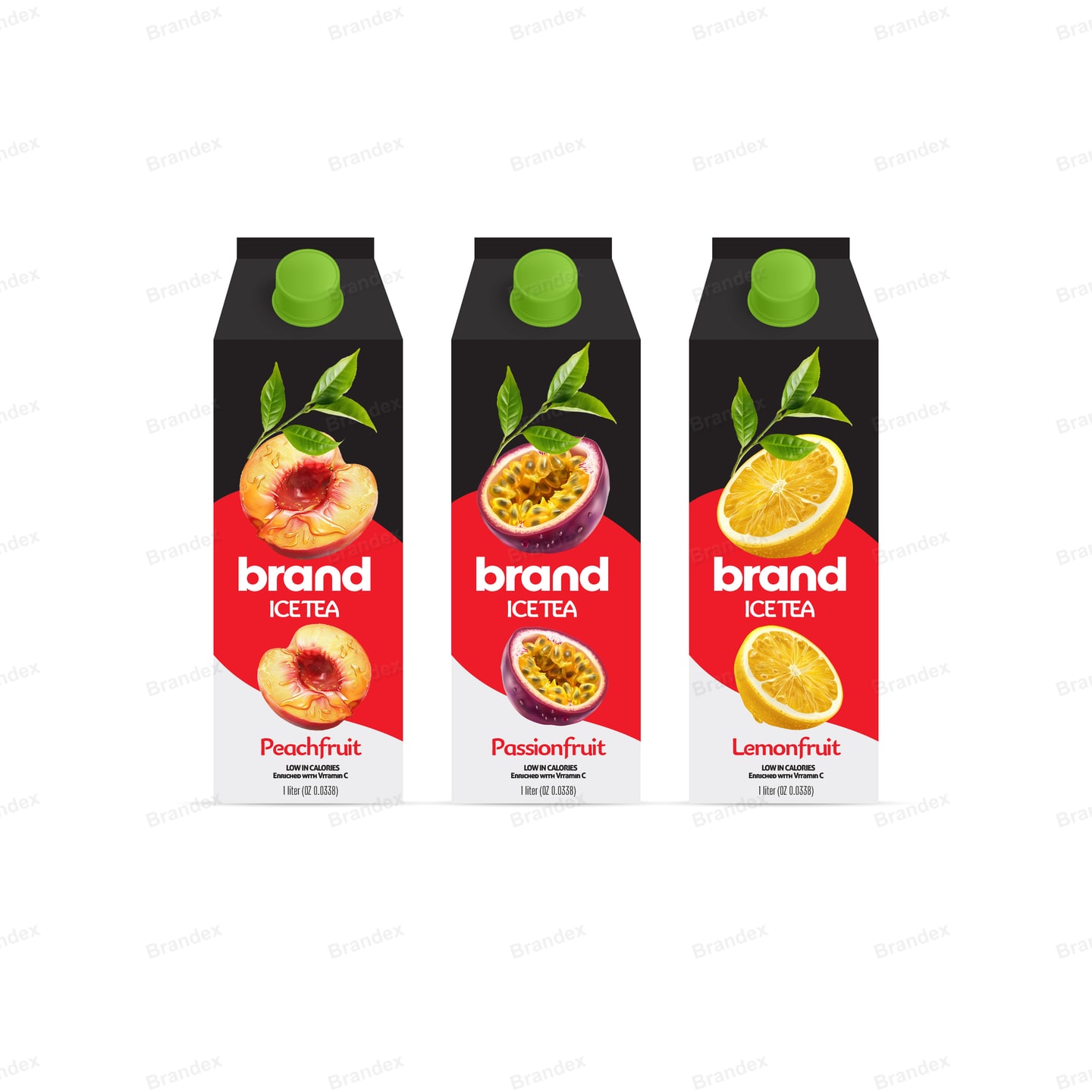 Fruity Ice Tea Carton Packaging Design Peach Passionfruit Lemon