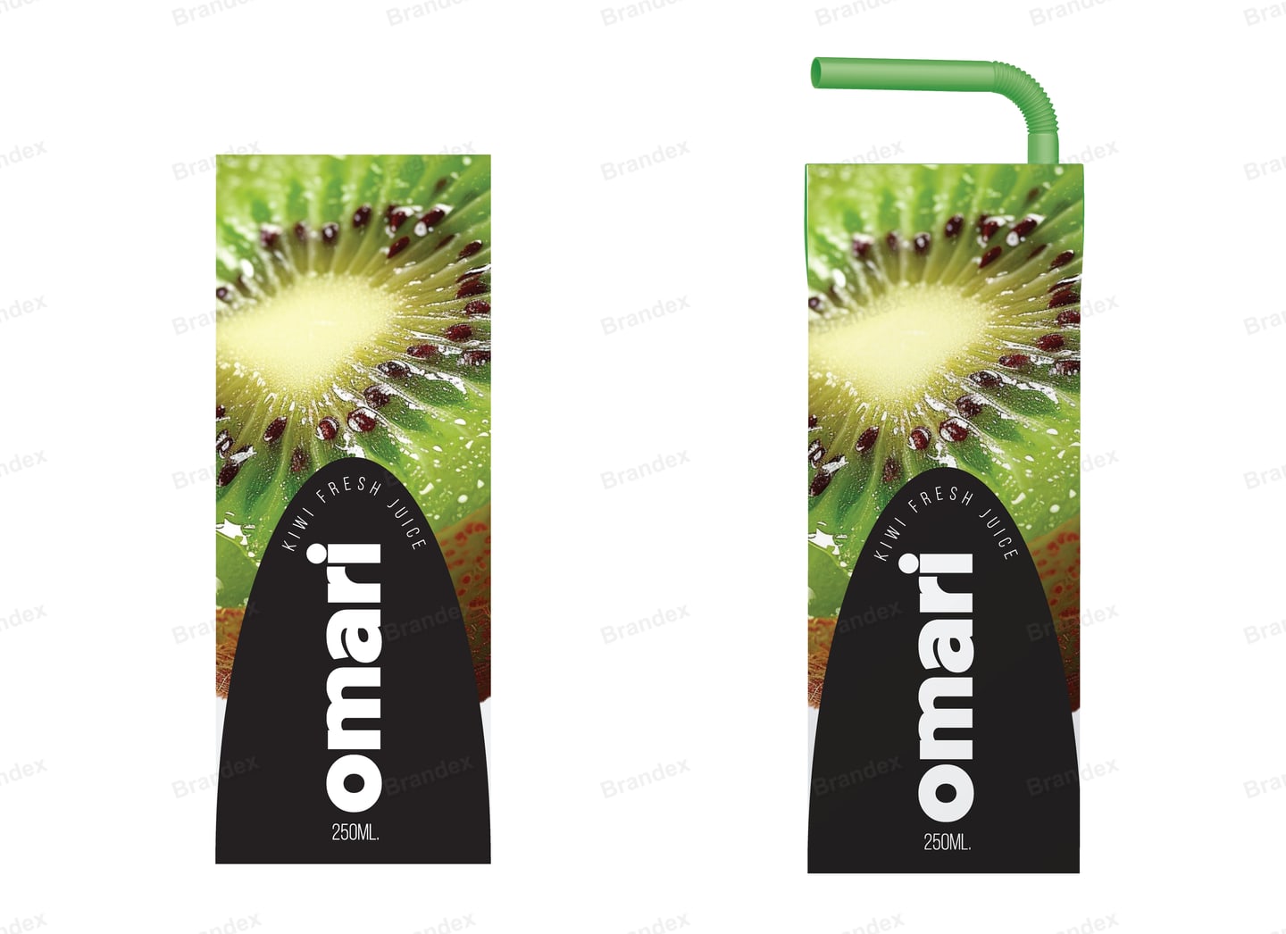 Vibrant Kiwi Juice Box Packaging Label Template for Fresh Beverages