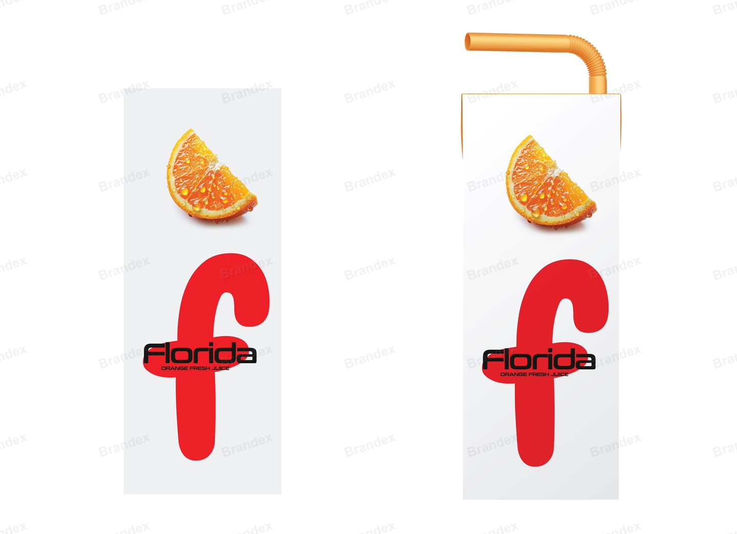 Vivid Orange Juice Carton Packaging Design White & Red Typography Mockup