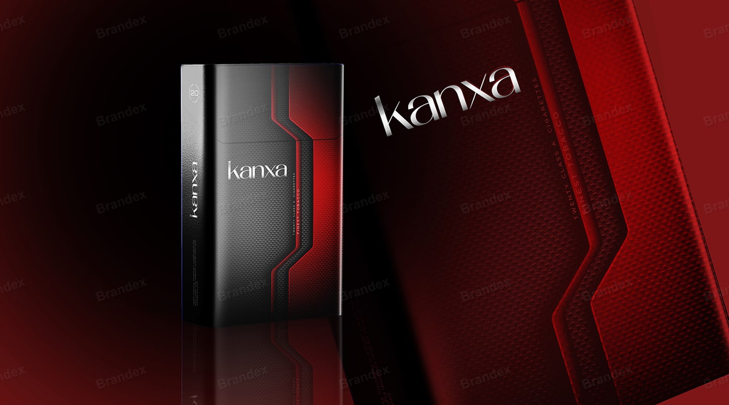 Cigarette Pack Packaging Template – Modern Black & Red Geometric Design