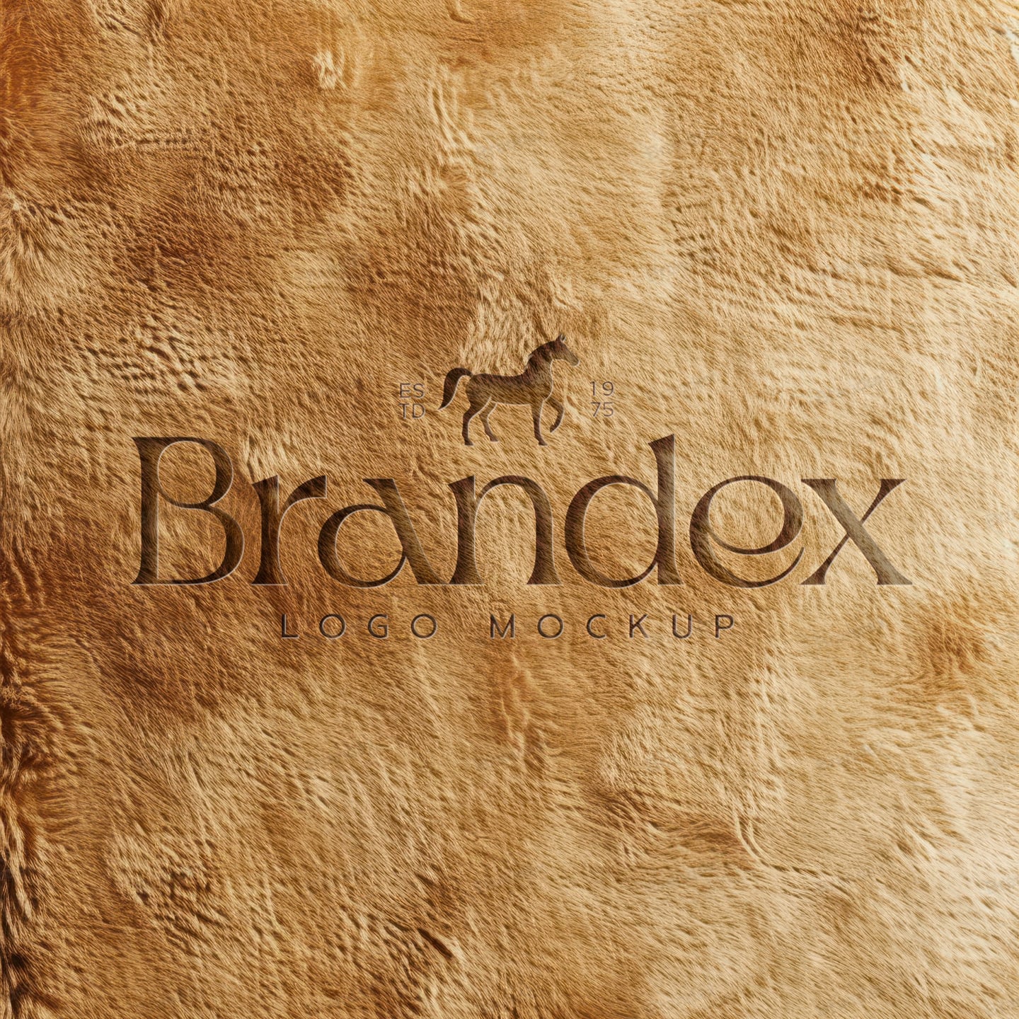 Realistic Logo Mockup Embossed Effect Natural Fur Texture