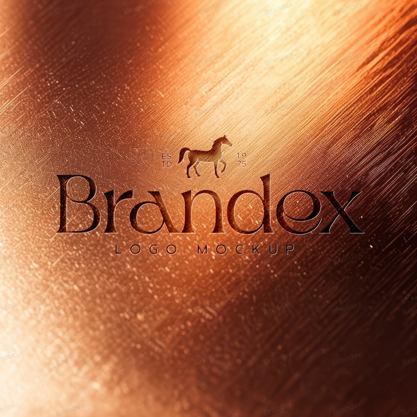 Elegant Brushed Metal Logo Mockup for Horse Branding