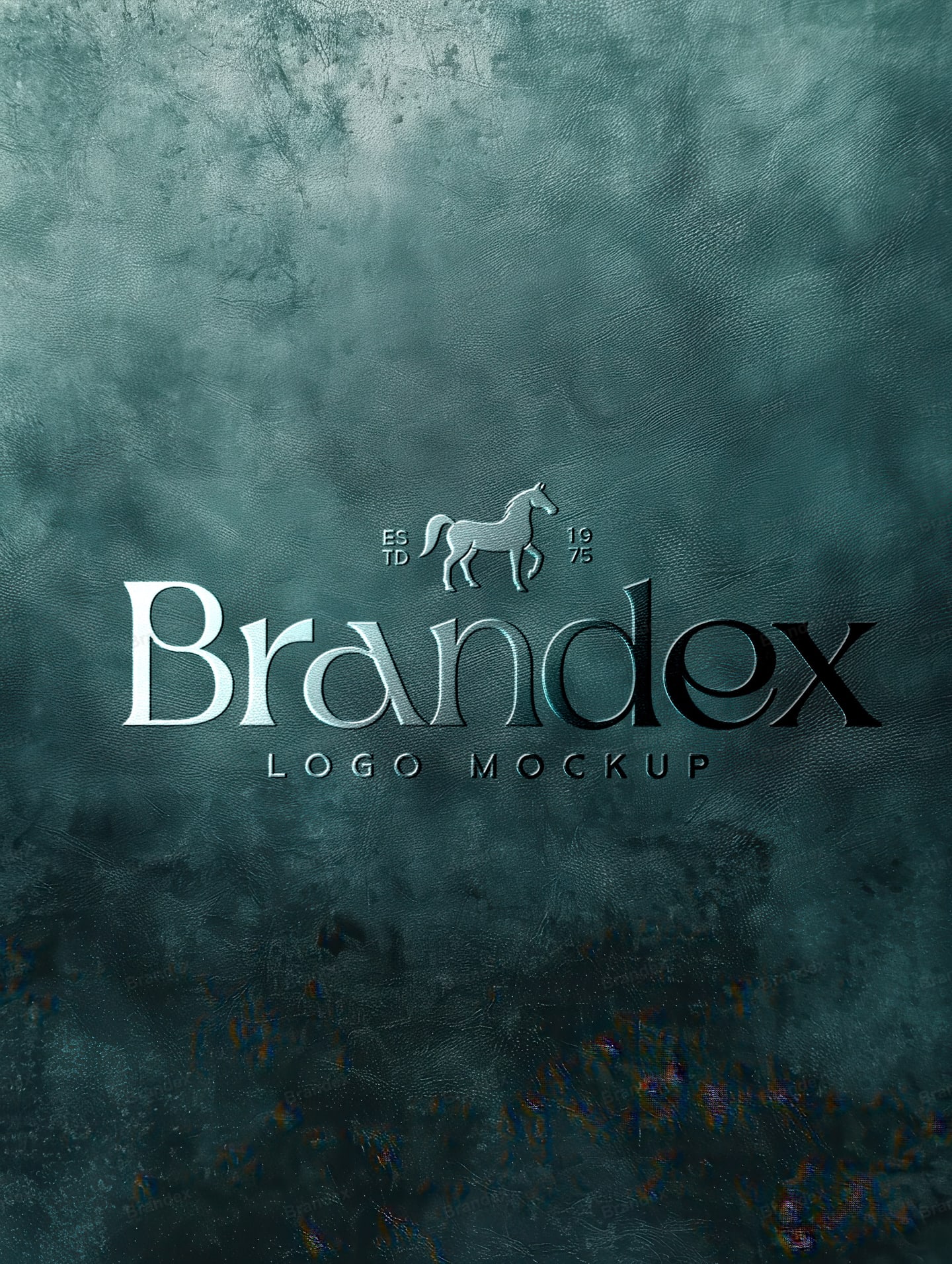 3D Metallic Logo Mockup on Teal Textured Wall