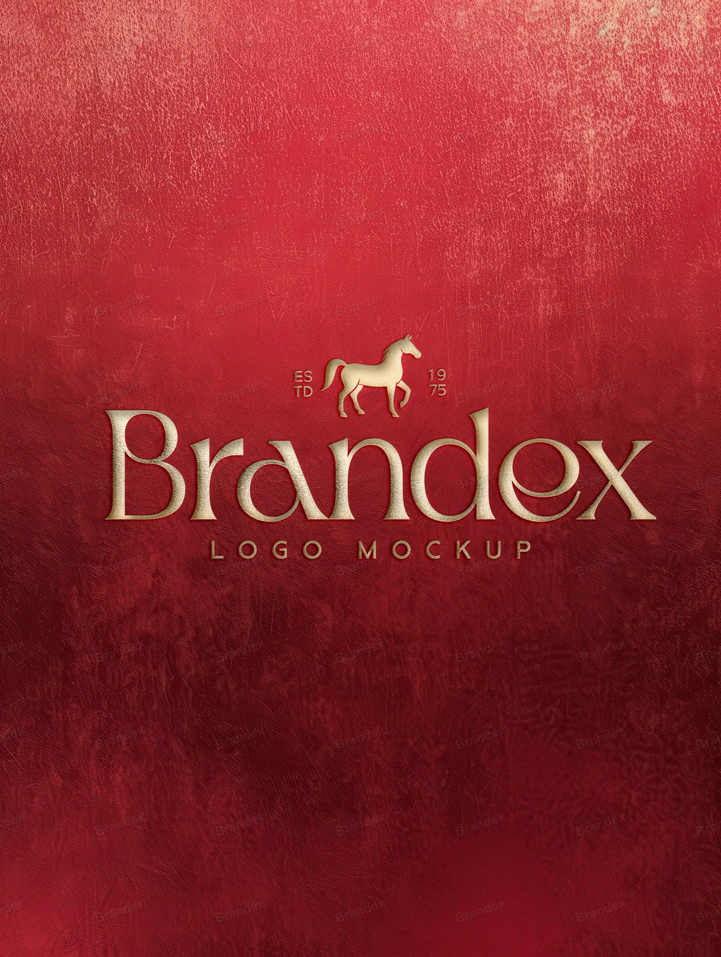 Gold Logo Red Textured Background Mockup Elegant Branding