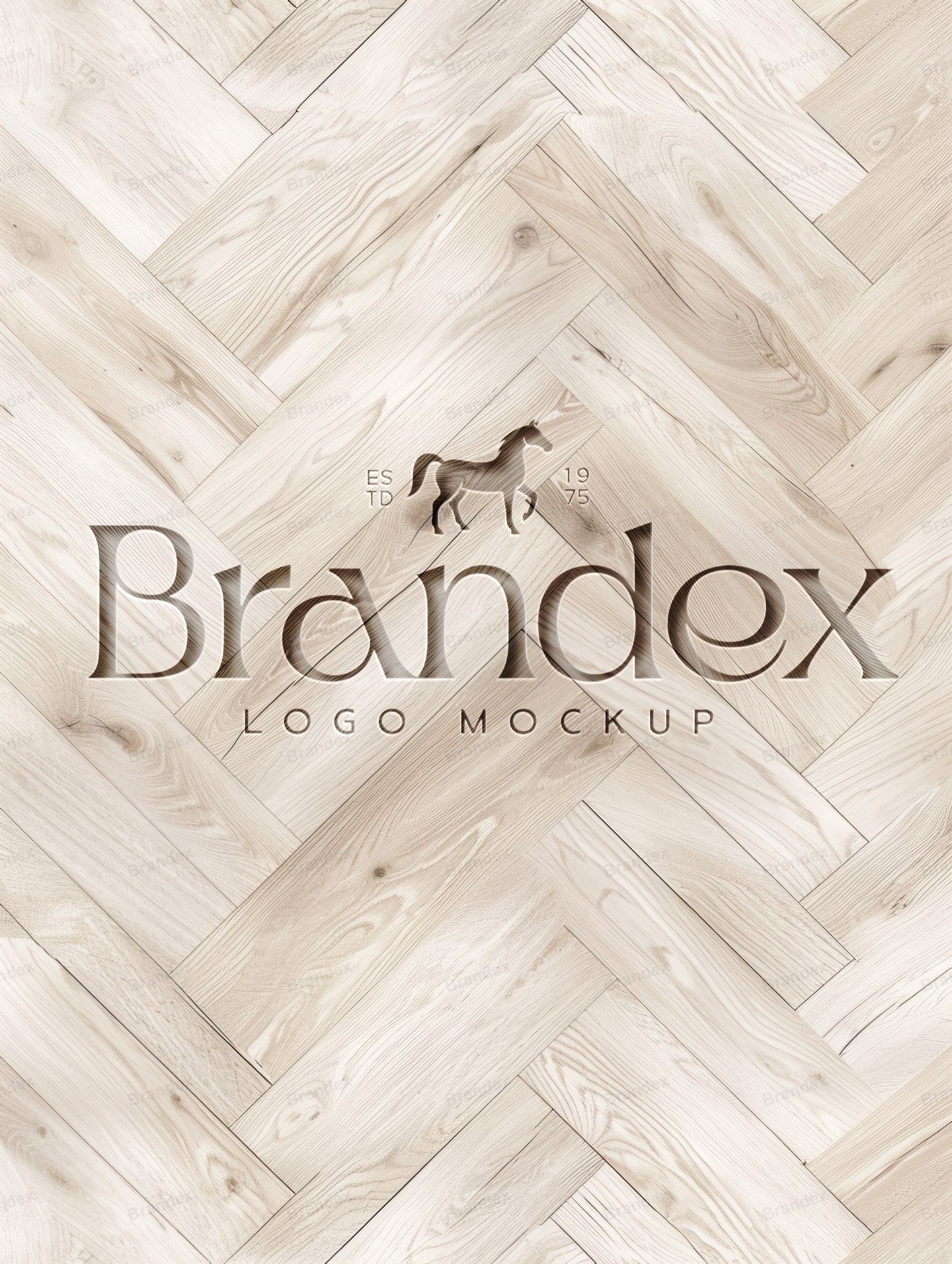 Wooden Herringbone Background Logo Branding Mockup