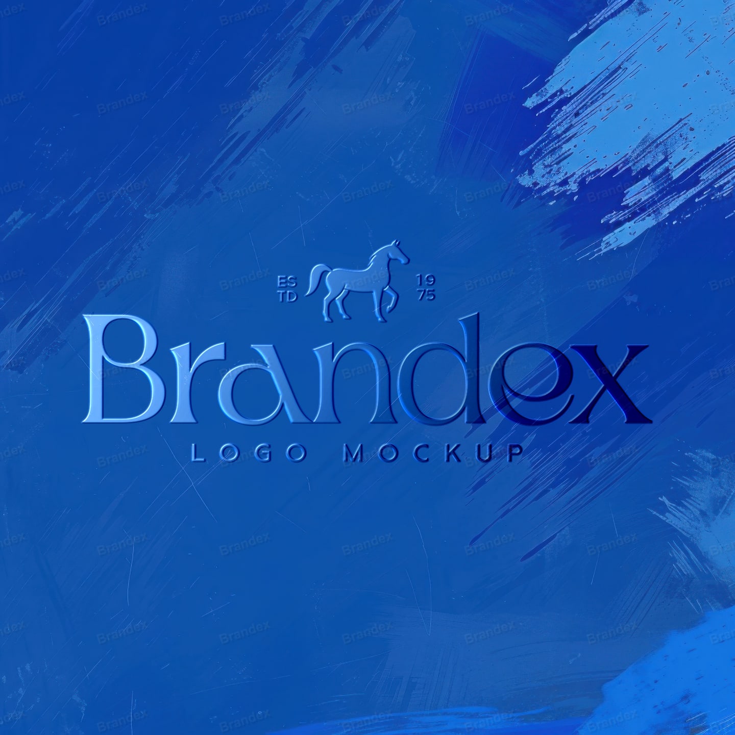 3D Logo Mockup Textured Display Royal Blue