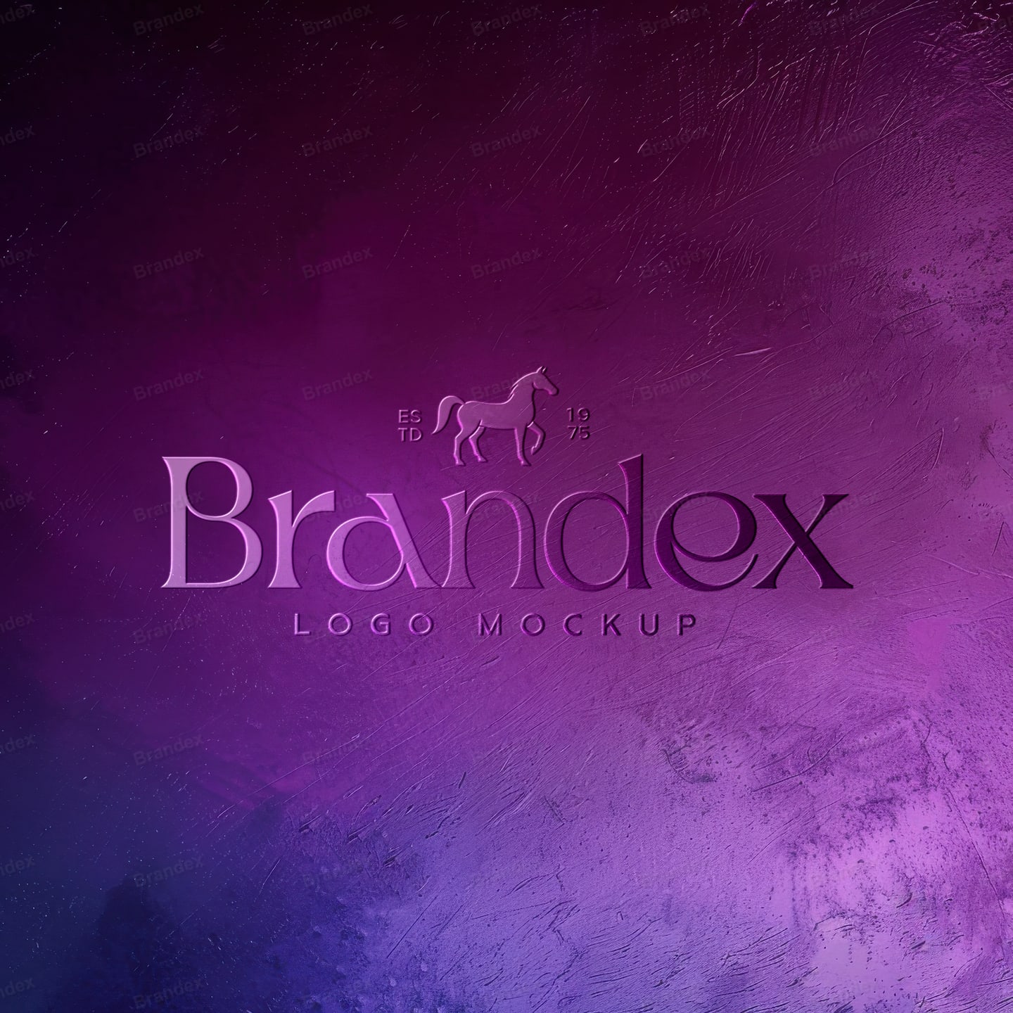 3D Purple Textured Horse Logo Mockup for Brand Presentation