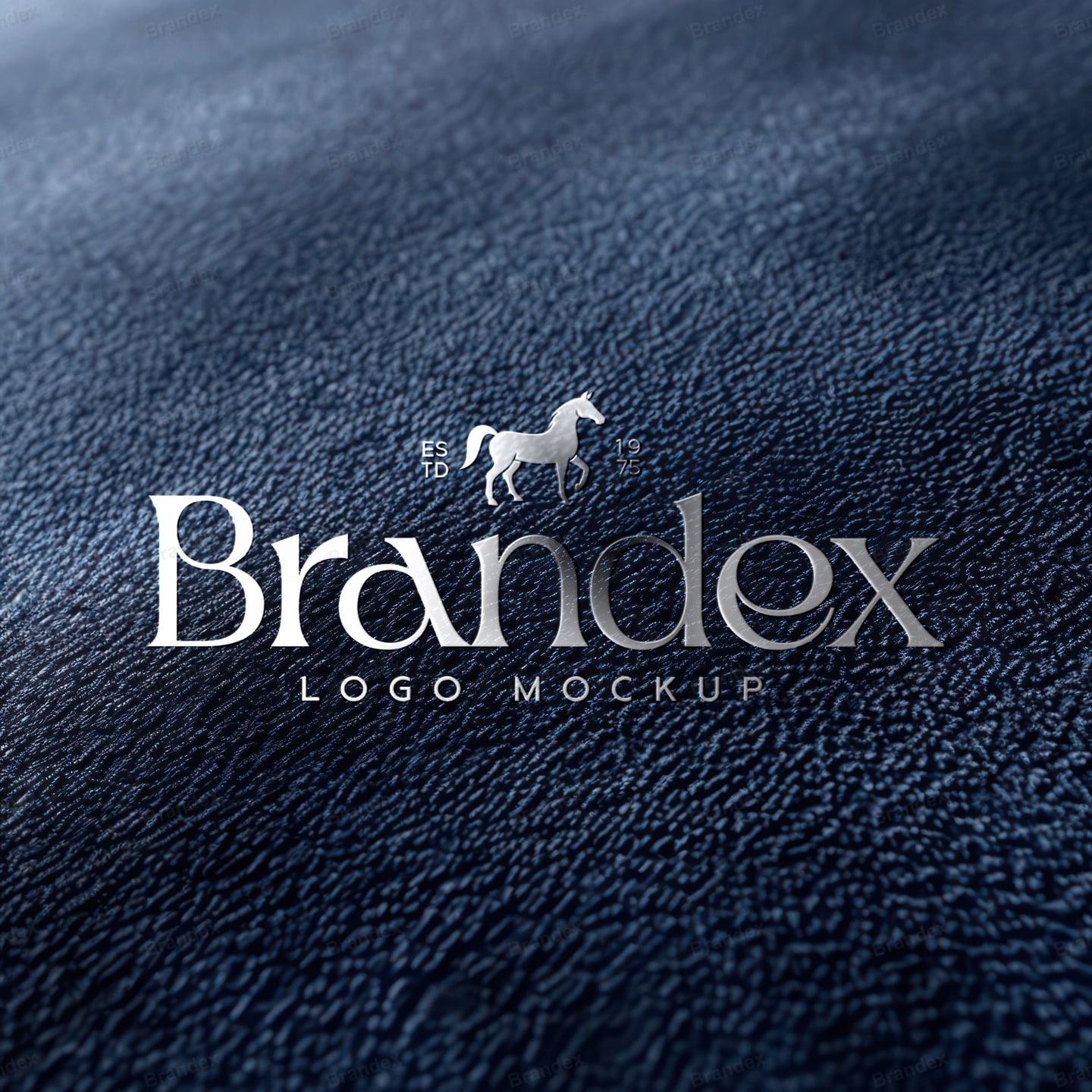 Realistic Silver Logo Mockup on Textured Denim Background