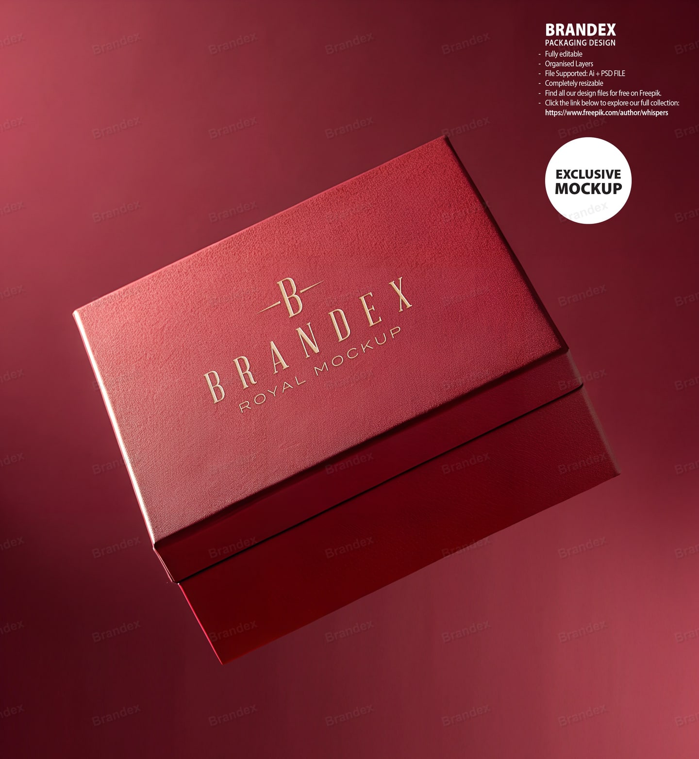 Luxury Red Gift Box Mockup with Gold Text Presentation