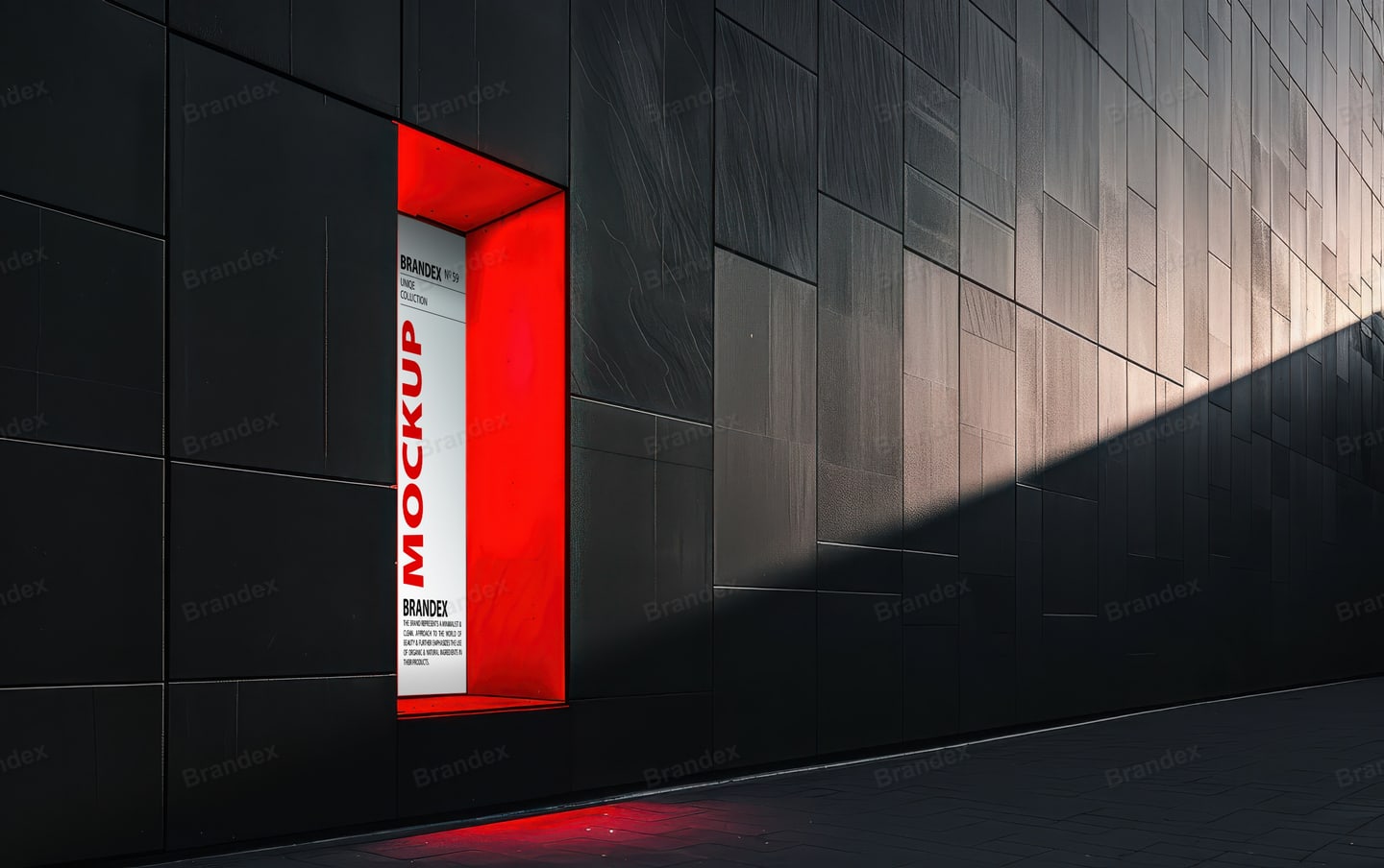 Urban Outdoor Advertising Lightbox Mockup with Red Glow Effect
