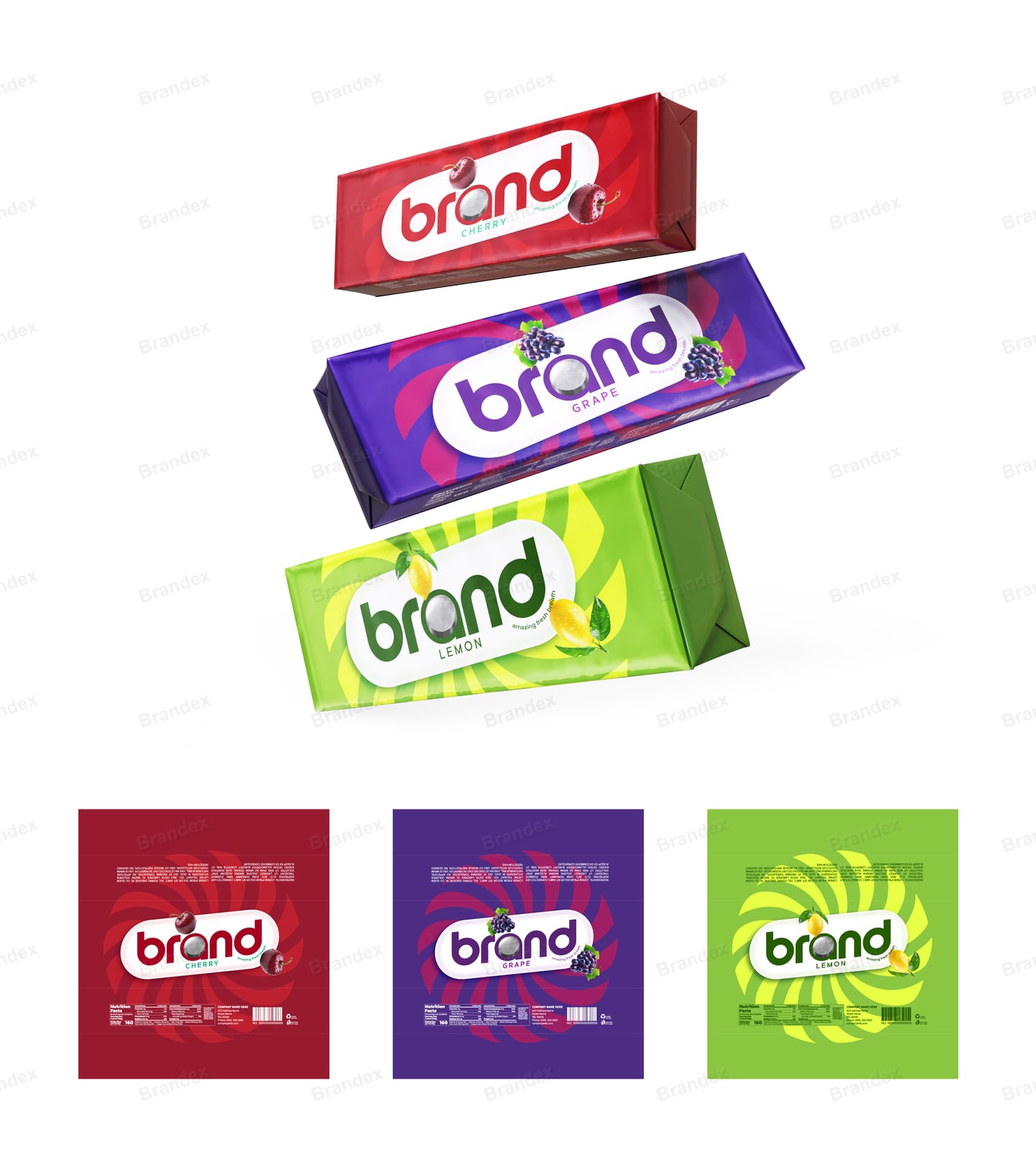 Vibrant Tropical Fruit Candy Bar Wrapper Packaging