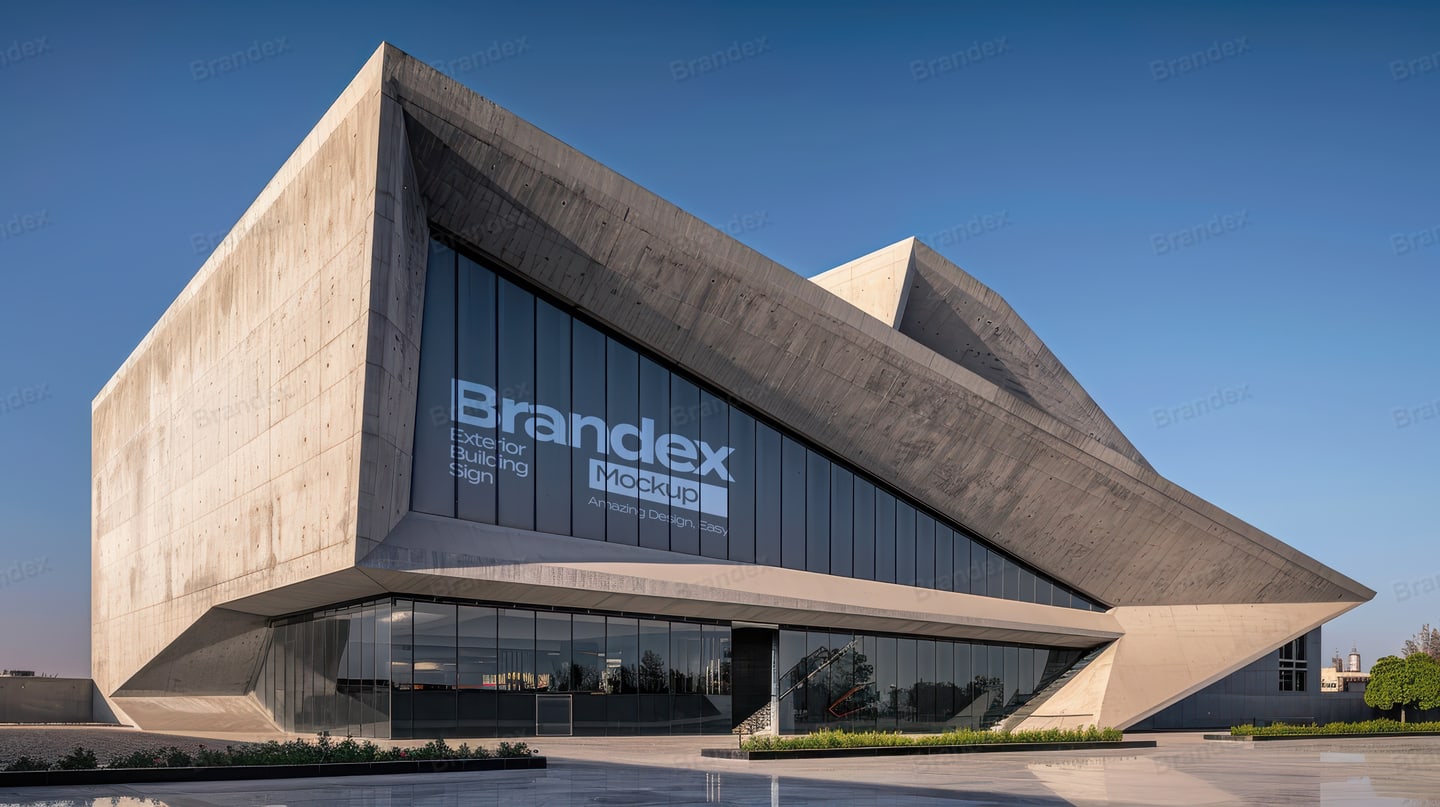 Modern Urban Concrete Building Facade Mockup for Branding Display