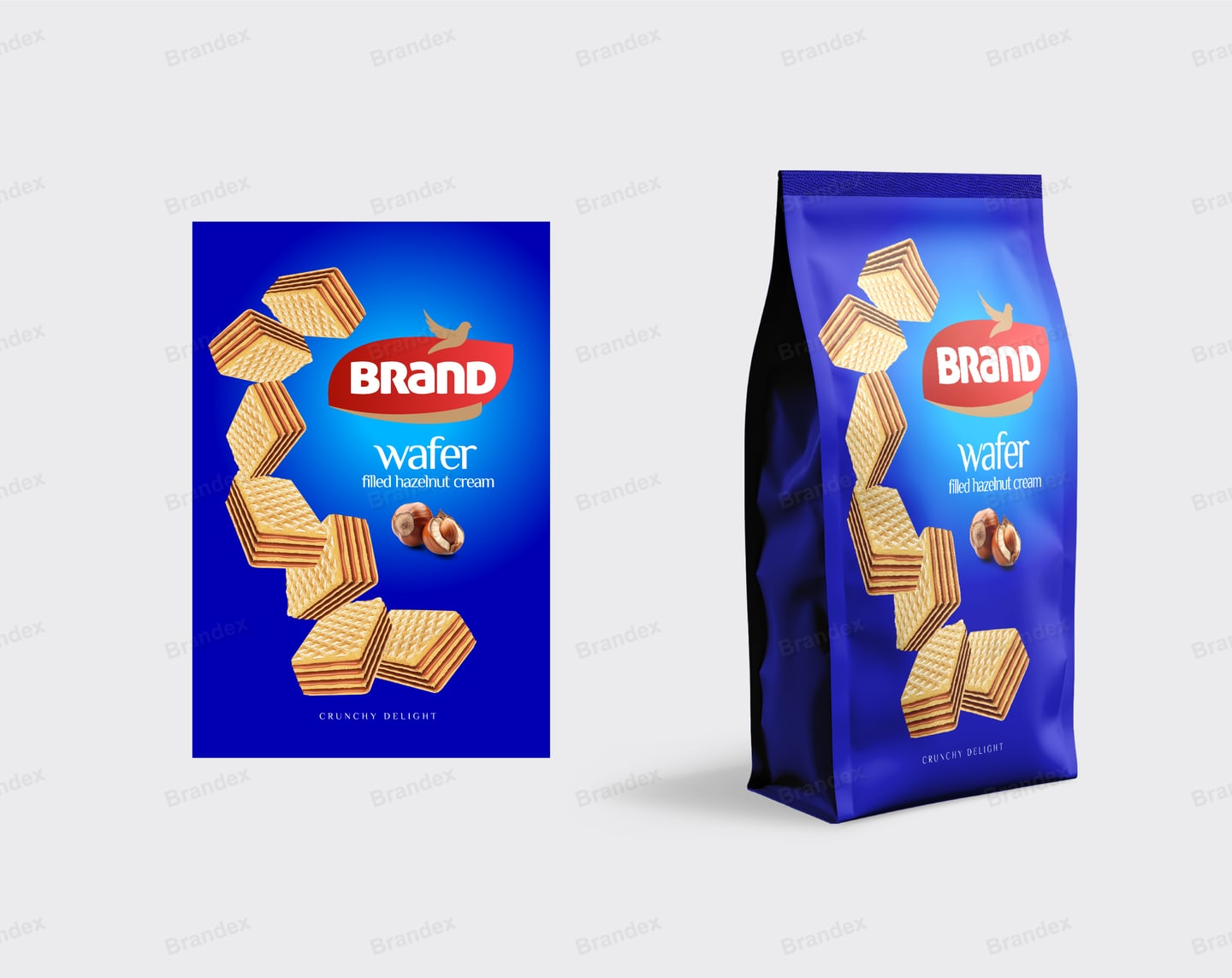 Blue Hazelnut Cream Wafer Snack Pouch Packaging