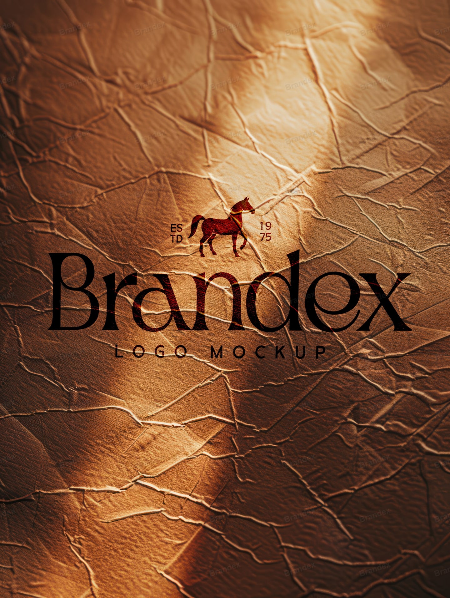 Textured Crumpled Paper Logo Mockup with Warm Lighting