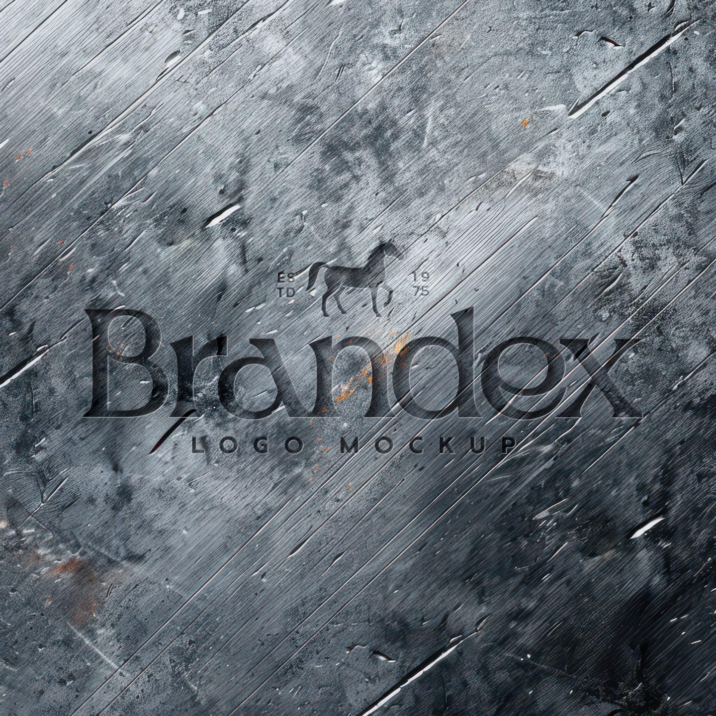 3D Embossed Logo Mockup Concrete Rustic Presentation