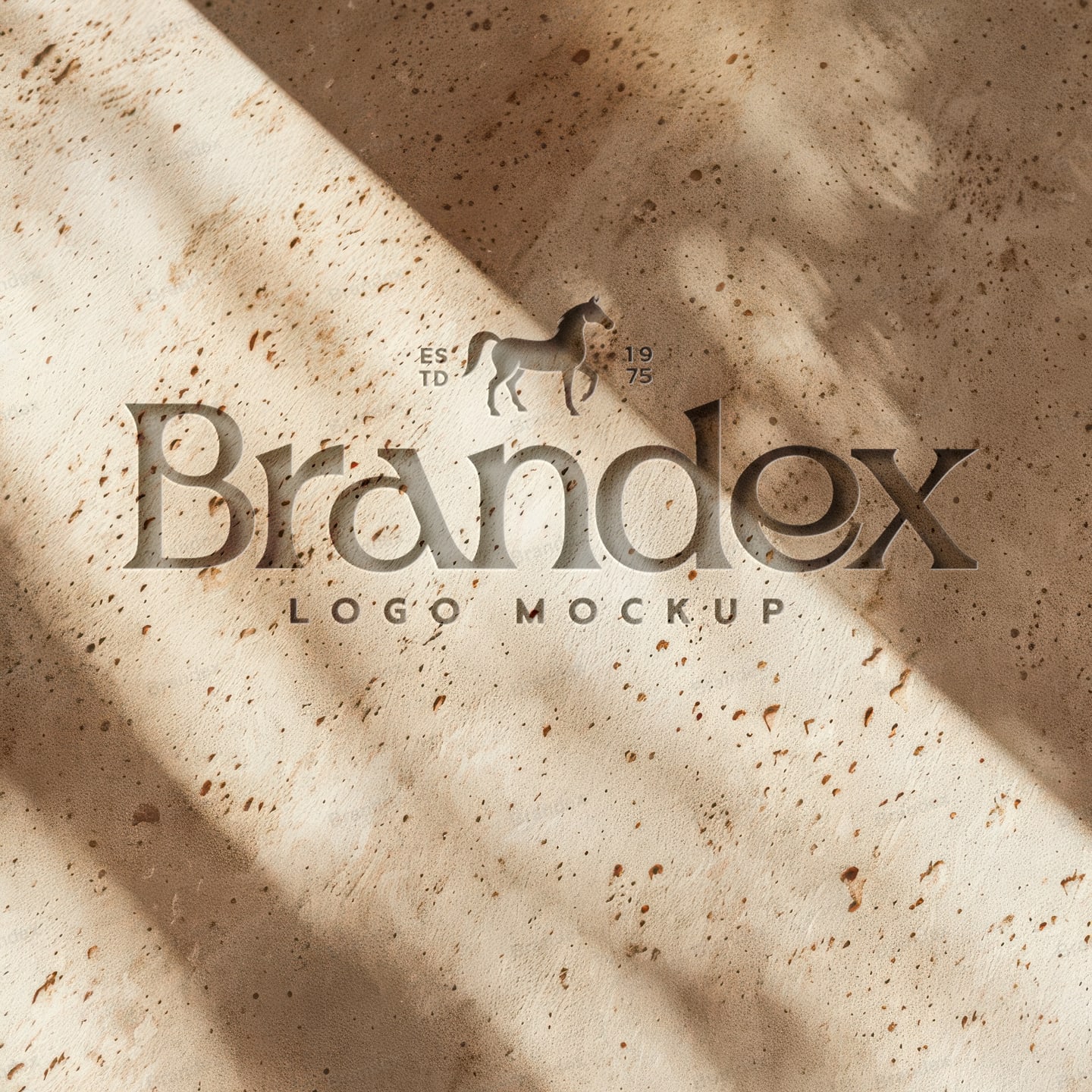 Realistic Etched Stone Logo Mockup Presentation Soft Lighting