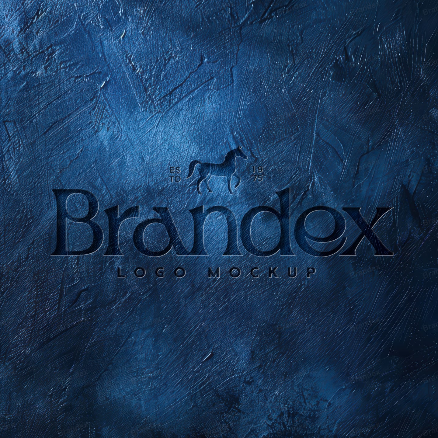 3D Embossed Logo Mockup Dark Blue Textured Paper