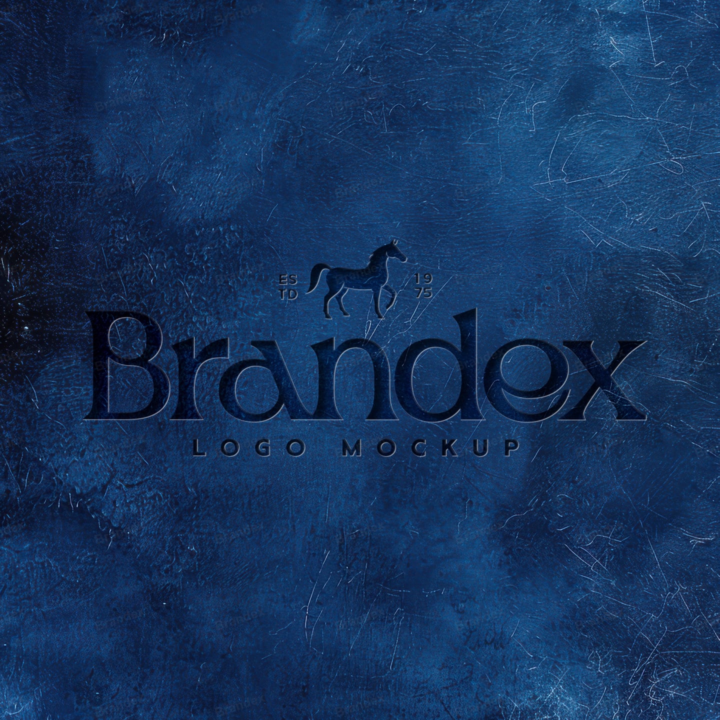 Realistic Textured Blue Embossed Logo Mockup for Branding Presentation