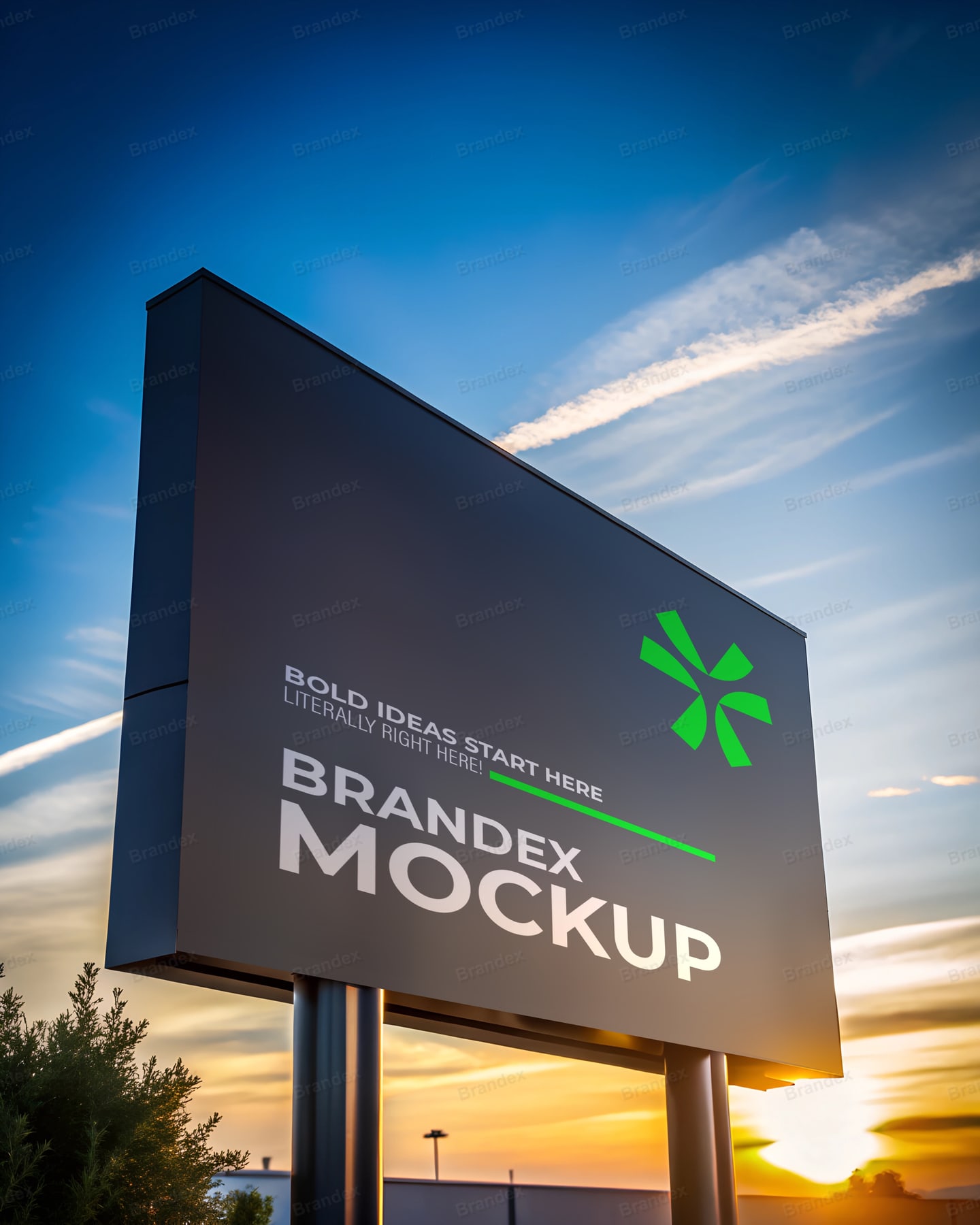 Outdoor Billboard Signage Mockup Realistic Sunset Scene