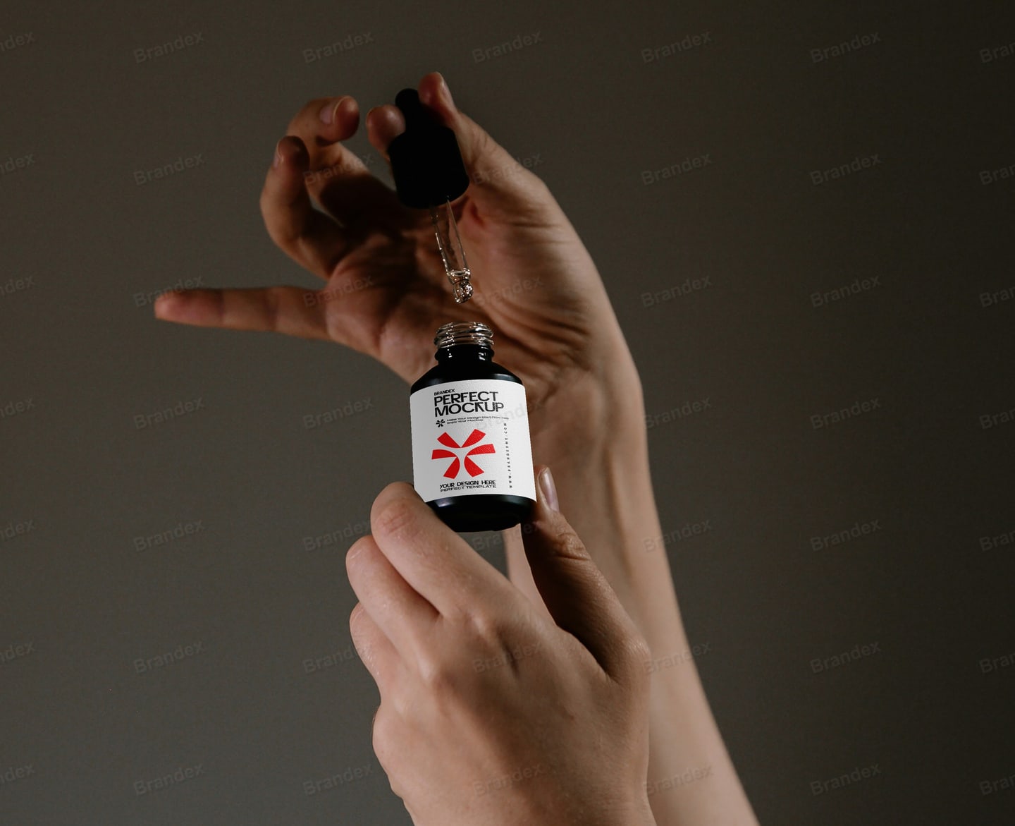Photorealistic Hand-Held Skincare Dropper Bottle Mockup Minimalist