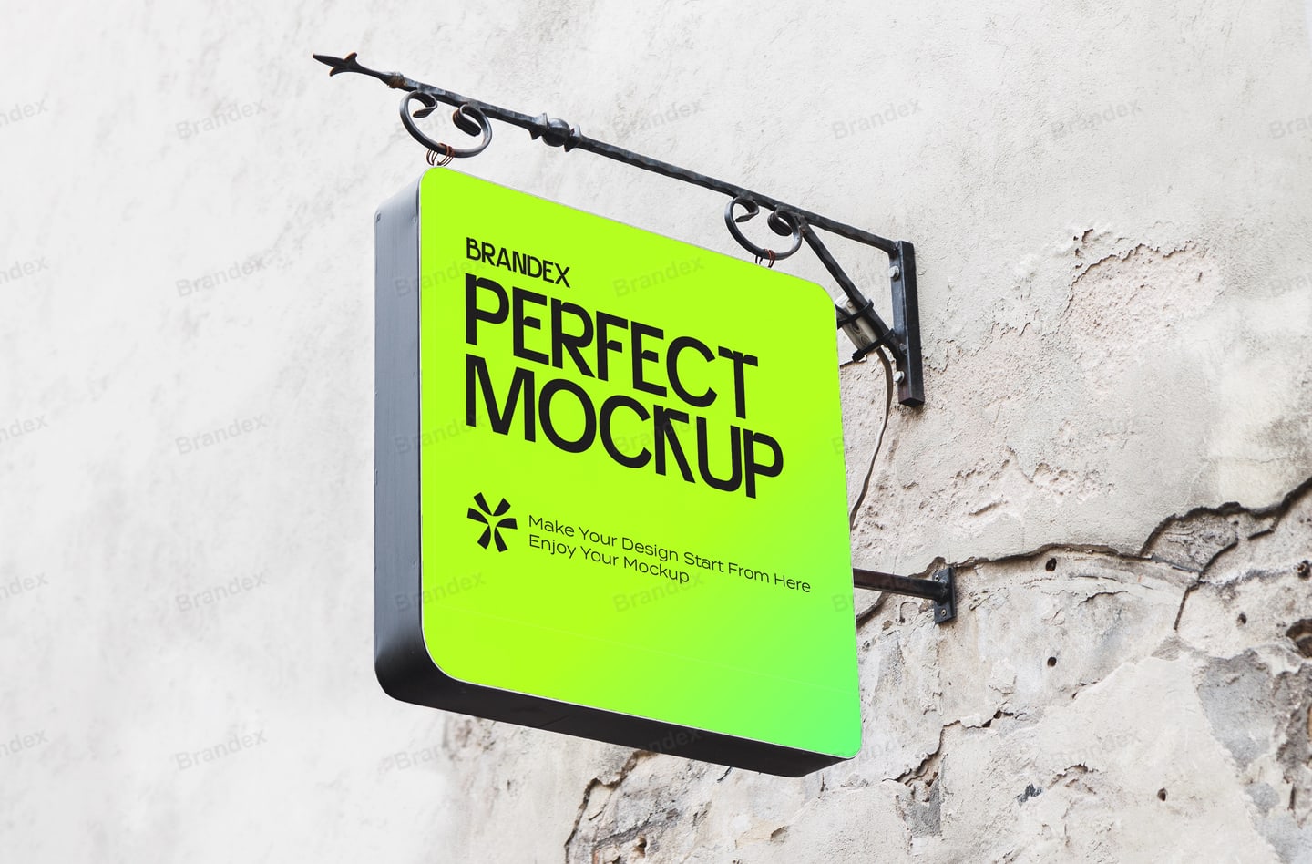 Shop Front Signage Mockup Green Wall Mounted Branding Display