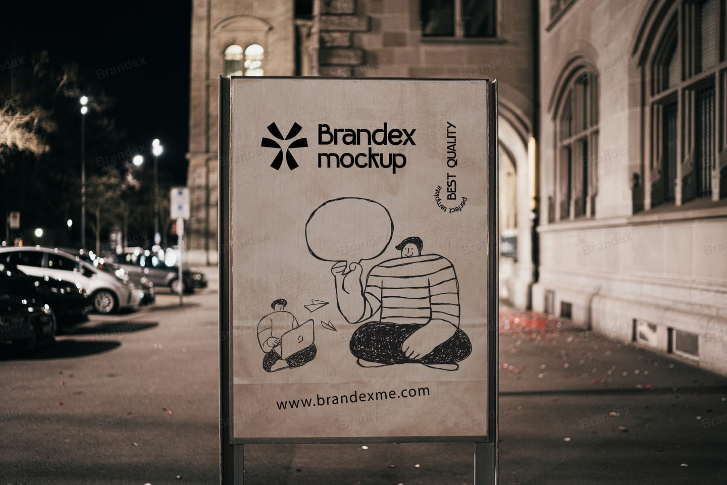 City Street Poster Mockup Graphic Advertisement Night Display