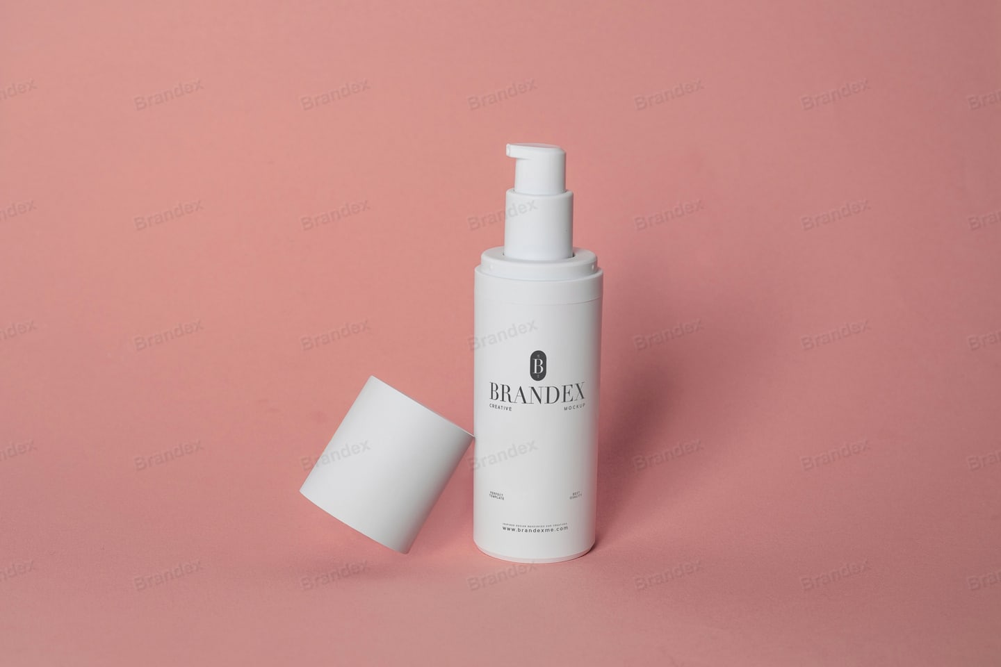 White Cosmetic Pump Bottle Mockup Pink Background Presentation