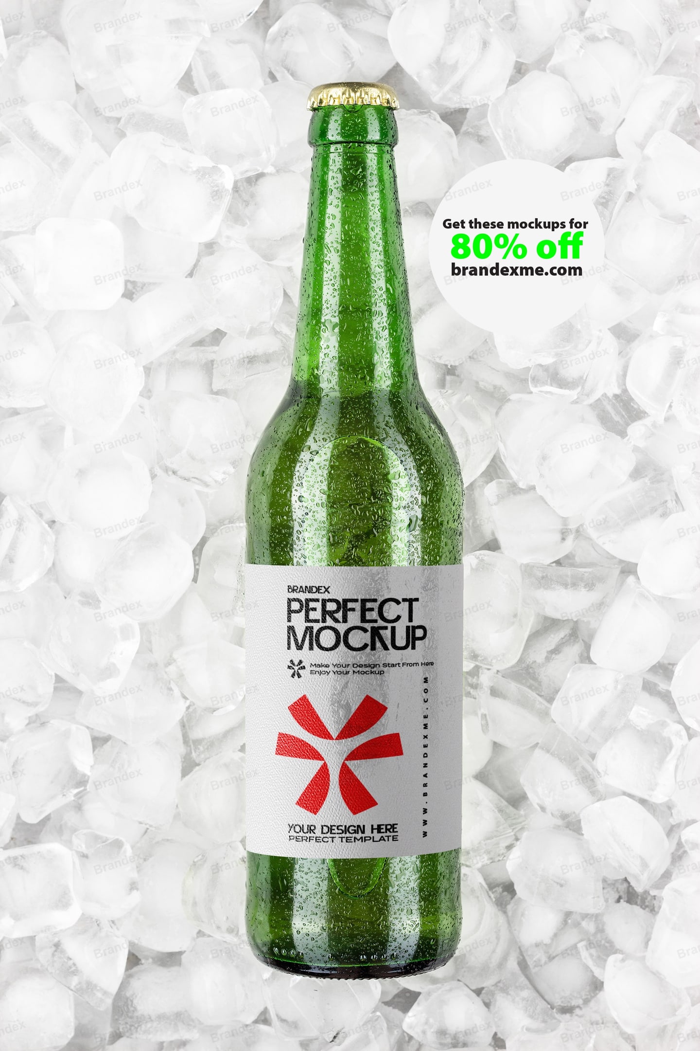 Chilled Green Glass Beverage Bottle Mockup with Condensation