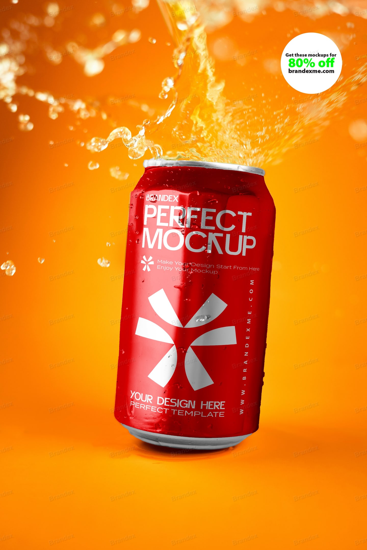 Dynamic Red Soda Can Mockup with Liquid Splash Effect
