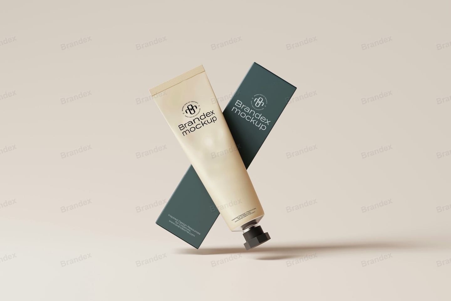 Minimalist Cosmetic Squeeze Tube and Box Packaging Mockup – Studio View