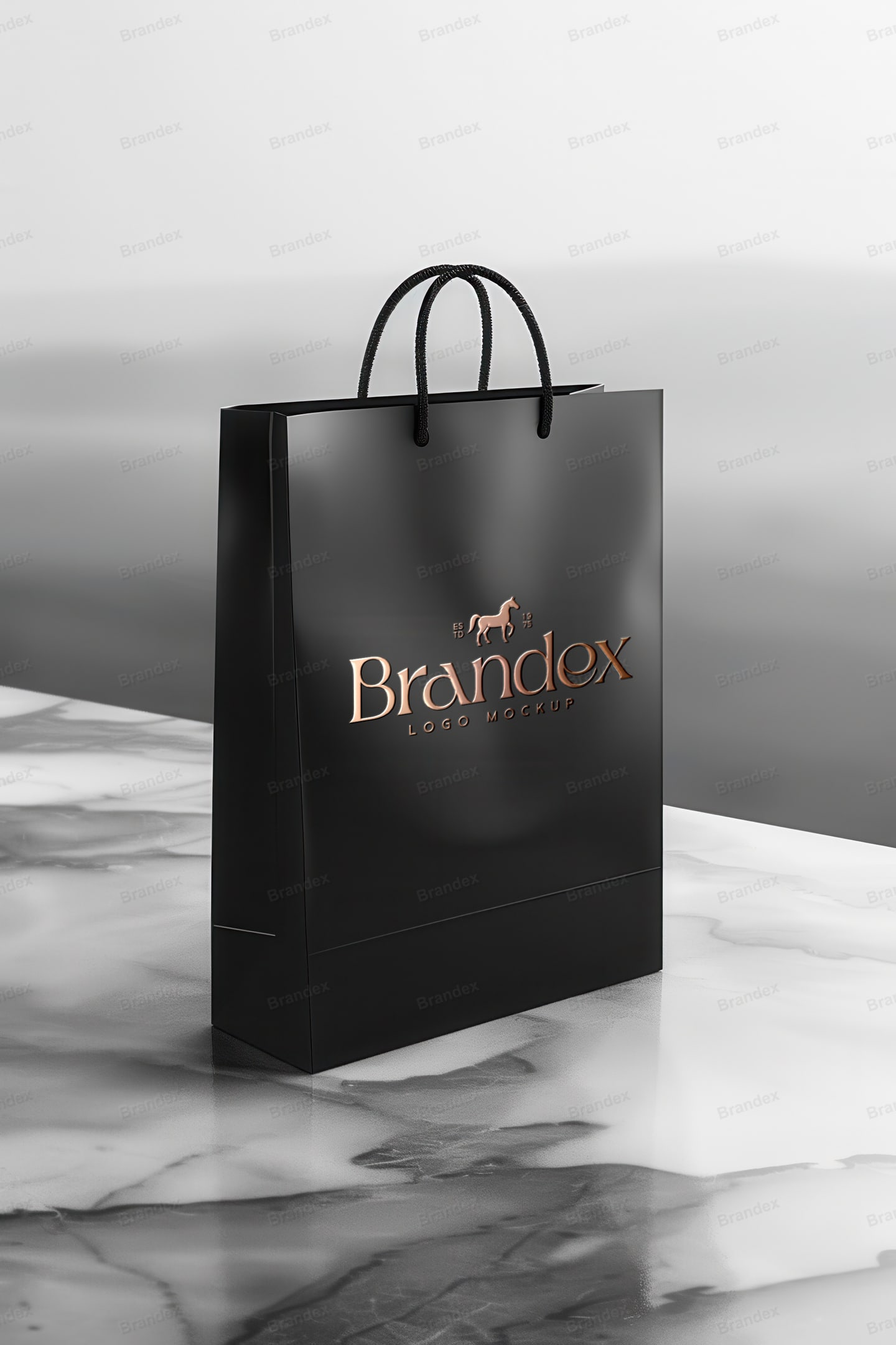 Black Luxury Retail Shopping Bag Mockup for Branding Showcase