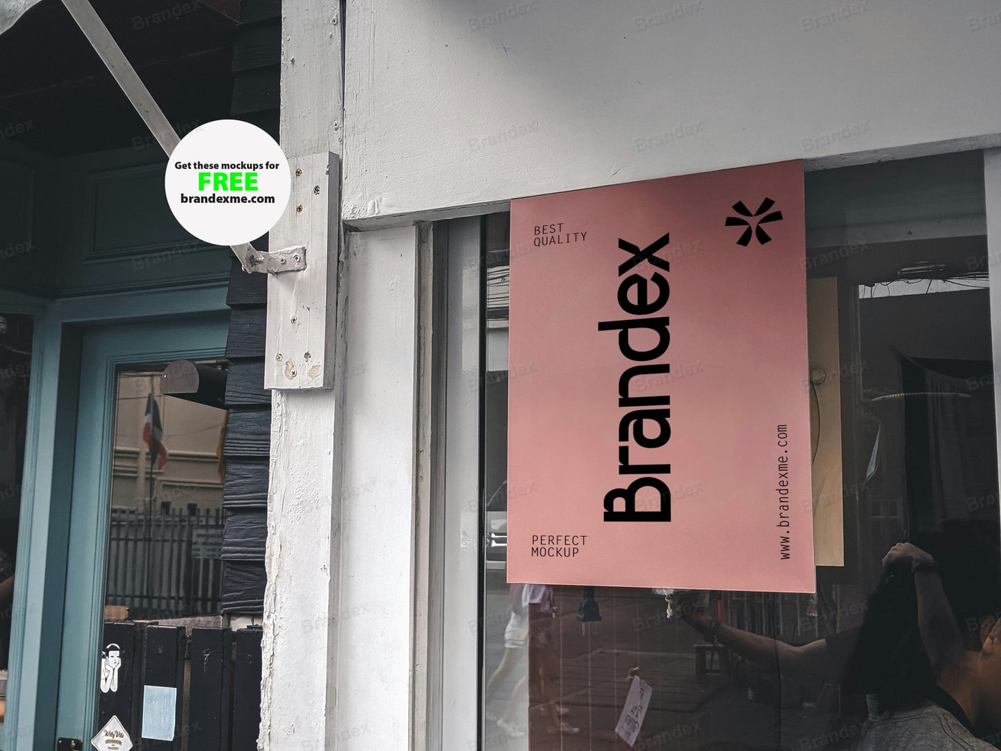Pink Storefront Window Branding Poster Mockup
