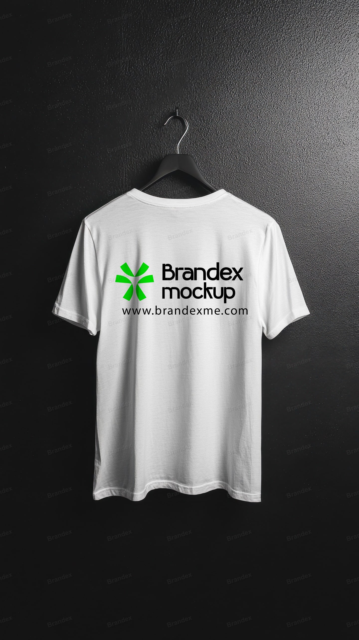 White T-Shirt Back View Mockup Apparel Hanging Black Hanger