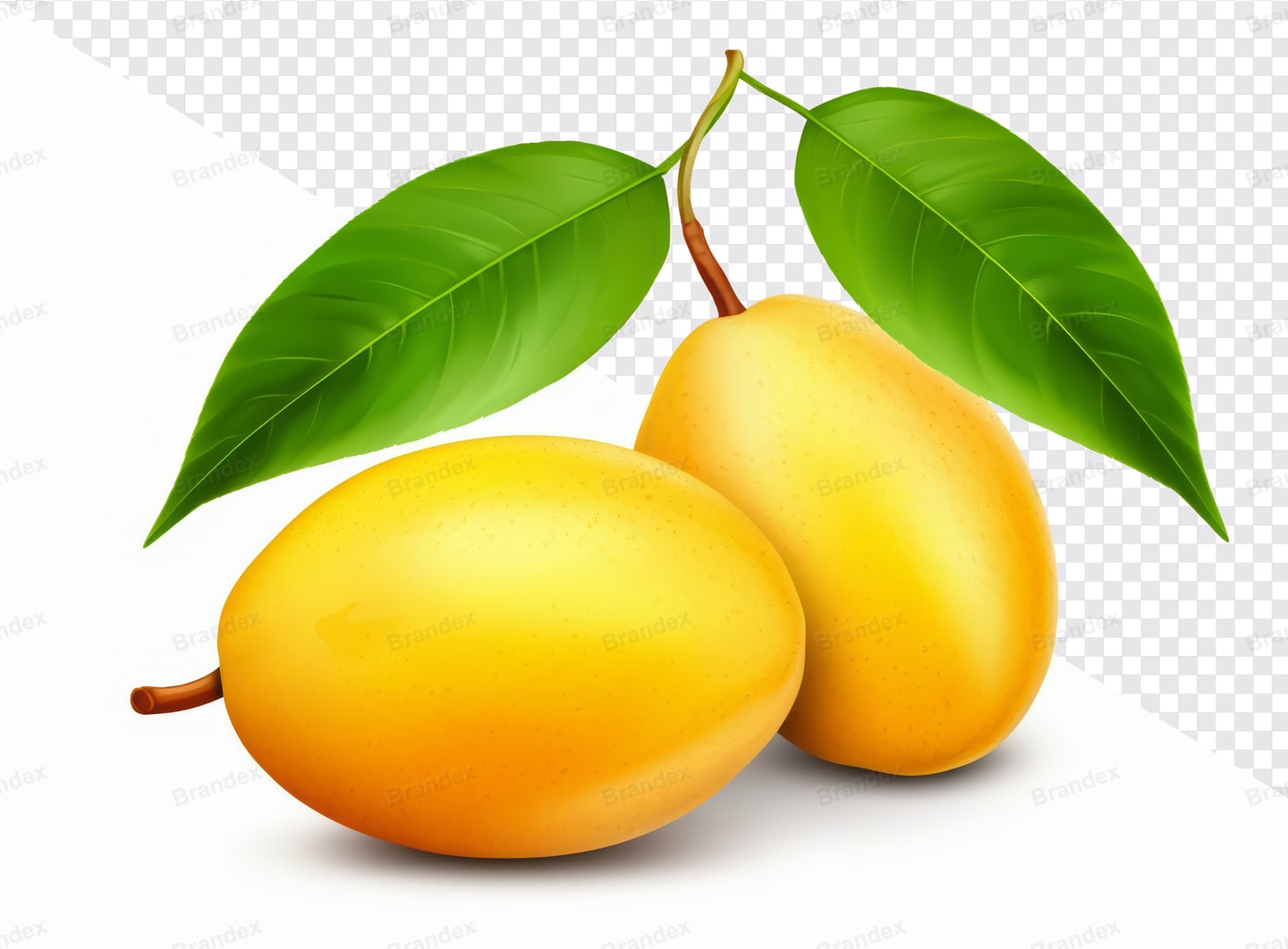 Realistic Mango with Leaves